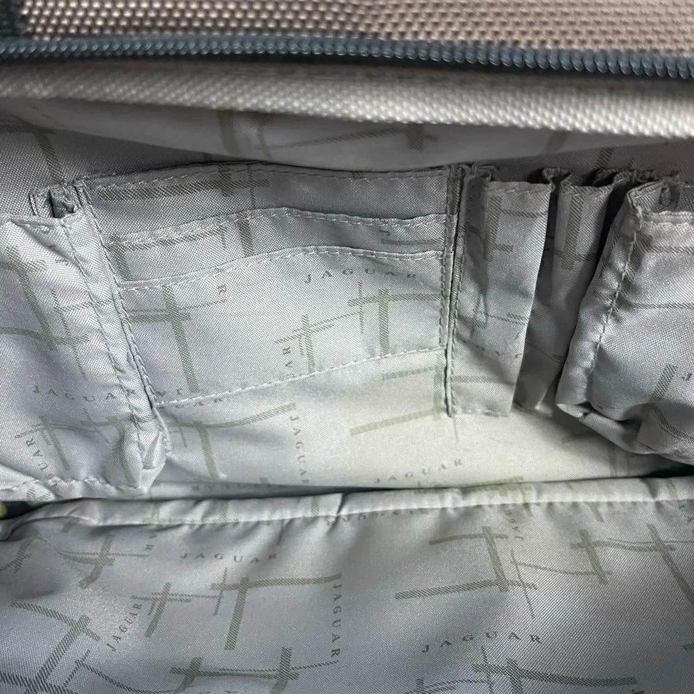 Jaguar Heavy duty Brown & Black fabric Medium duffle bag silver tone hardwares
